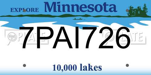 7PAI726 Minnesota License Plate