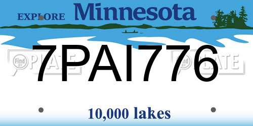7PAI776 Minnesota License Plate