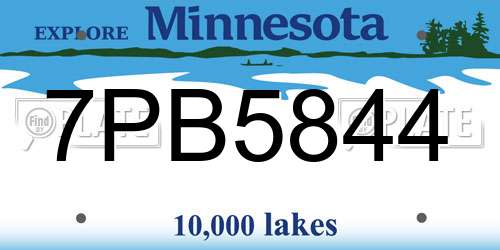 7PB5844 Minnesota License Plate