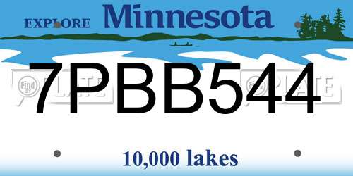 7PBB544 Minnesota License Plate