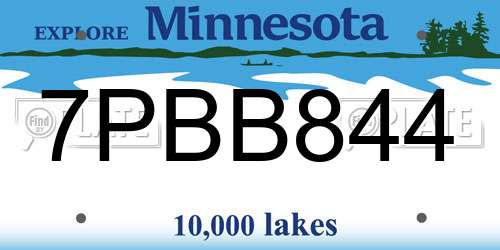 7PBB844 Minnesota License Plate