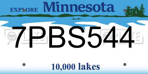 7PBS544 Minnesota License Plate