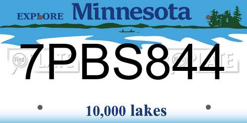 7PBS844 Minnesota License Plate