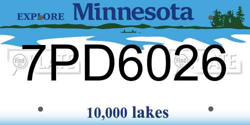 7PD6026 Minnesota License Plate