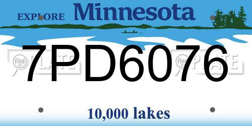 7PD6076 Minnesota License Plate