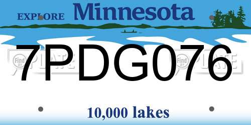 7PDG076 Minnesota License Plate
