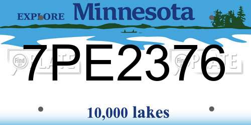 7PE2376 Minnesota License Plate