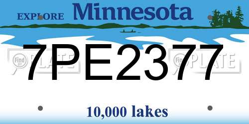 7PE2377 Minnesota License Plate