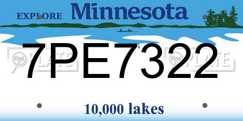 7PE7322 Minnesota License Plate