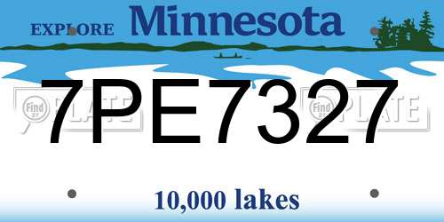 7PE7327 Minnesota License Plate