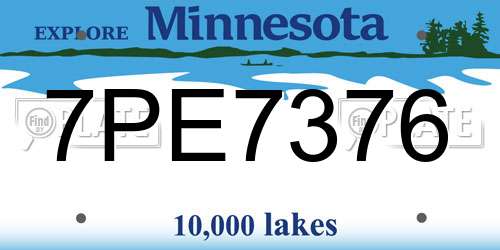 7PE7376 Minnesota License Plate