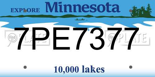 7PE7377 Minnesota License Plate