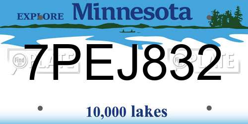 7PEJ832 Minnesota License Plate