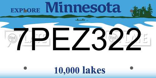 7PEZ322 Minnesota License Plate