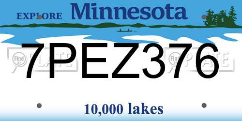 7PEZ376 Minnesota License Plate