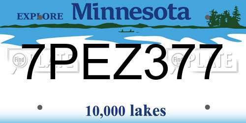 7PEZ377 Minnesota License Plate