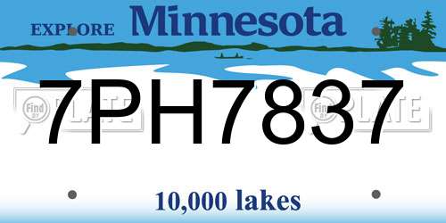 7PH7837 Minnesota License Plate