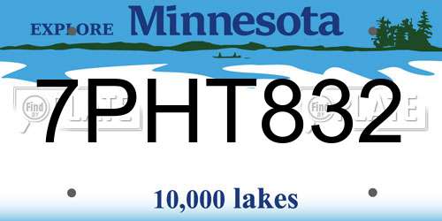 7PHT832 Minnesota License Plate