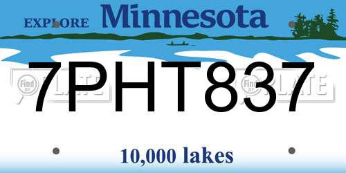 7PHT837 Minnesota License Plate