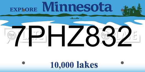 7PHZ832 Minnesota License Plate