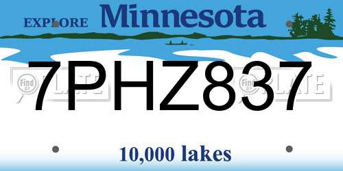 7PHZ837 Minnesota License Plate