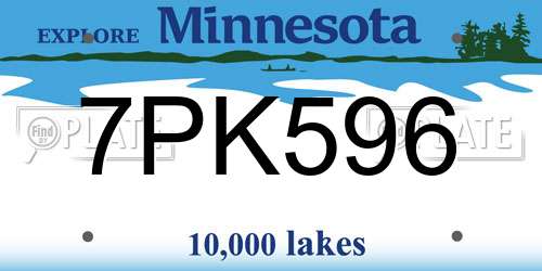 7PK596 Minnesota License Plate