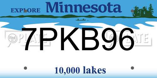 7PKB96 Minnesota License Plate