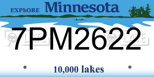7PM2622 Minnesota License Plate