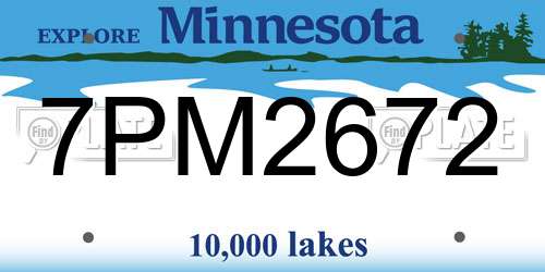 7PM2672 Minnesota License Plate