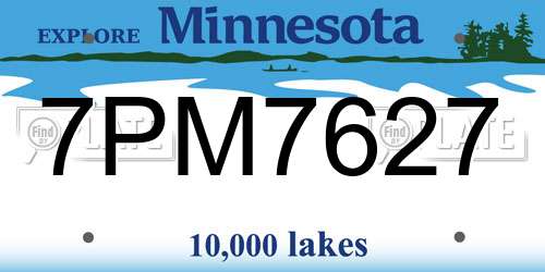 7PM7627 Minnesota License Plate