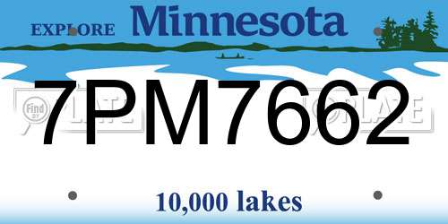 7PM7662 Minnesota License Plate