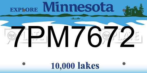 7PM7672 Minnesota License Plate