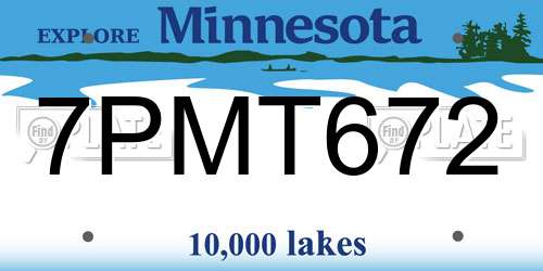 7PMT672 Minnesota License Plate