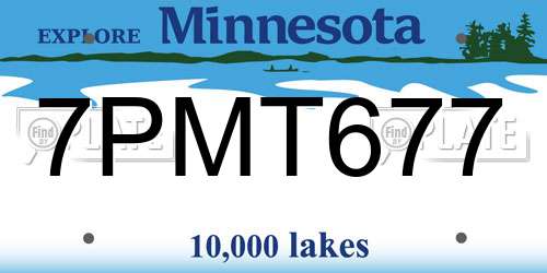 7PMT677 Minnesota License Plate