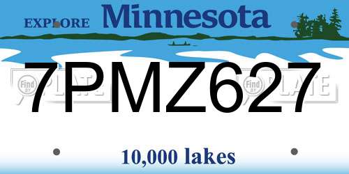 7PMZ627 Minnesota License Plate