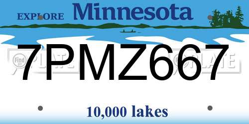 7PMZ667 Minnesota License Plate
