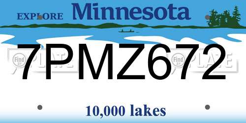 7PMZ672 Minnesota License Plate