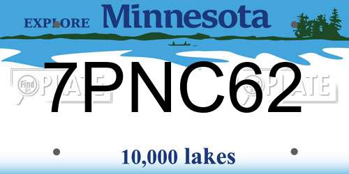 7PNC62 Minnesota License Plate