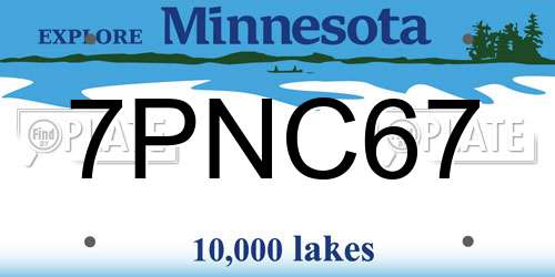 7PNC67 Minnesota License Plate