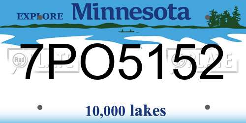 7PO5152 Minnesota License Plate