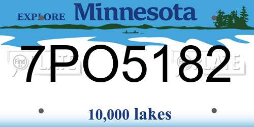 7PO5182 Minnesota License Plate