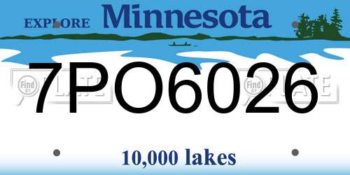 7PO6026 Minnesota License Plate