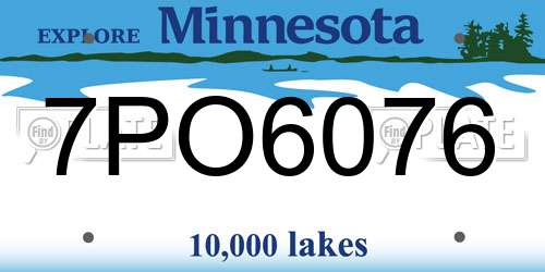 7PO6076 Minnesota License Plate