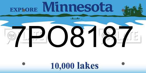 7PO8187 Minnesota License Plate