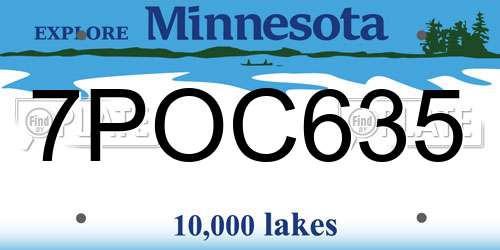 7POC635 Minnesota License Plate