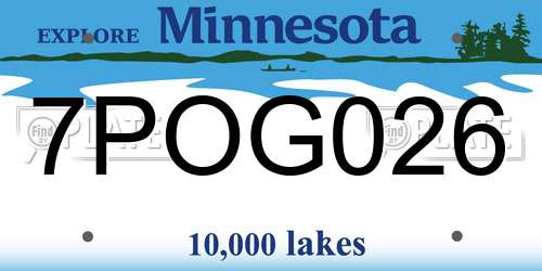 7POG026 Minnesota License Plate