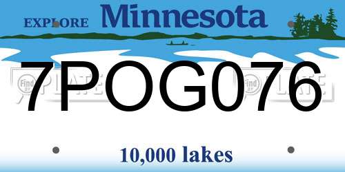 7POG076 Minnesota License Plate