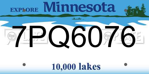 7PQ6076 Minnesota License Plate
