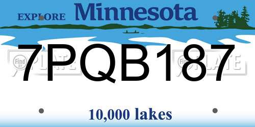 7PQB187 Minnesota License Plate