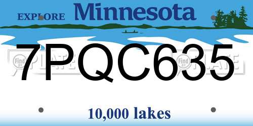 7PQC635 Minnesota License Plate
